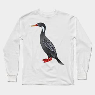 Red-legged cormorant bird cartoon illustration Long Sleeve T-Shirt